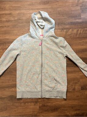 Girls' Cat & Jack L (10-12) Grey Rainbow Zip-Up Hoodie